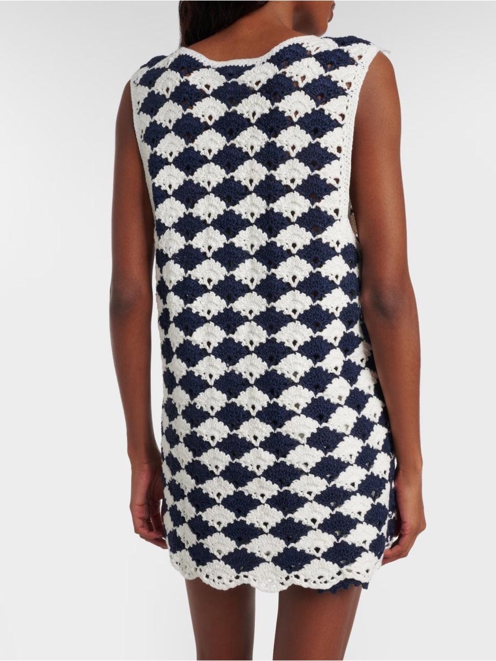 Scalloped Crochet Top White and Blue by Farm Rio - Picture 7 of 12